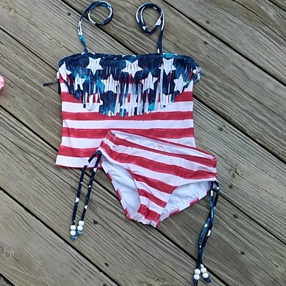 red white and blue tankini